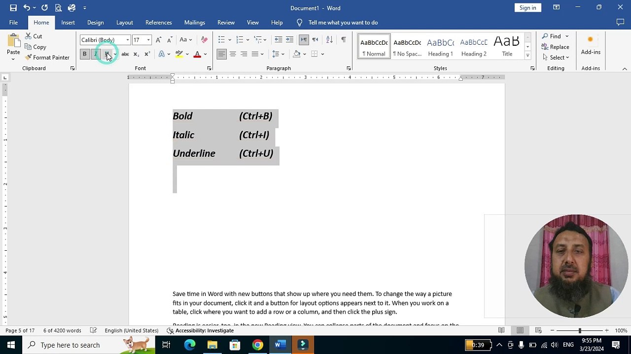 How To Use Bold, Italic and Underline Commands in Microsoft Word 2019