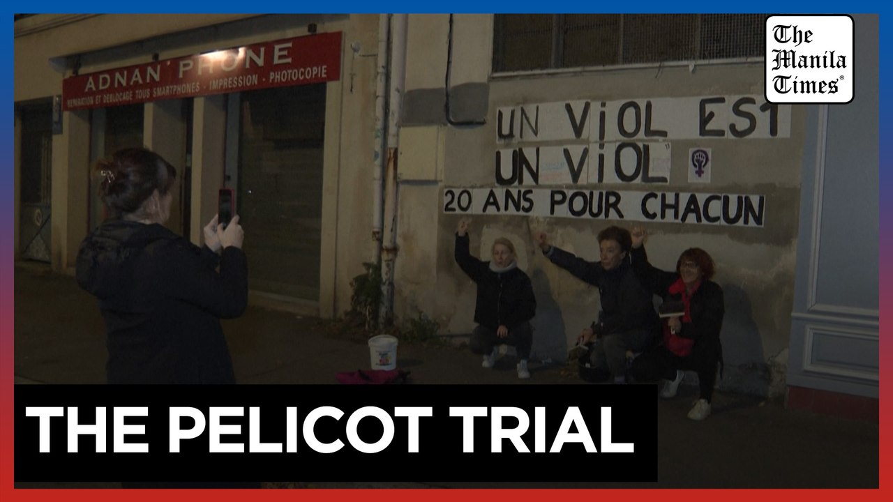 Feminists wheatpaste posters around courthouse as French mass rape trial moves to sentencing