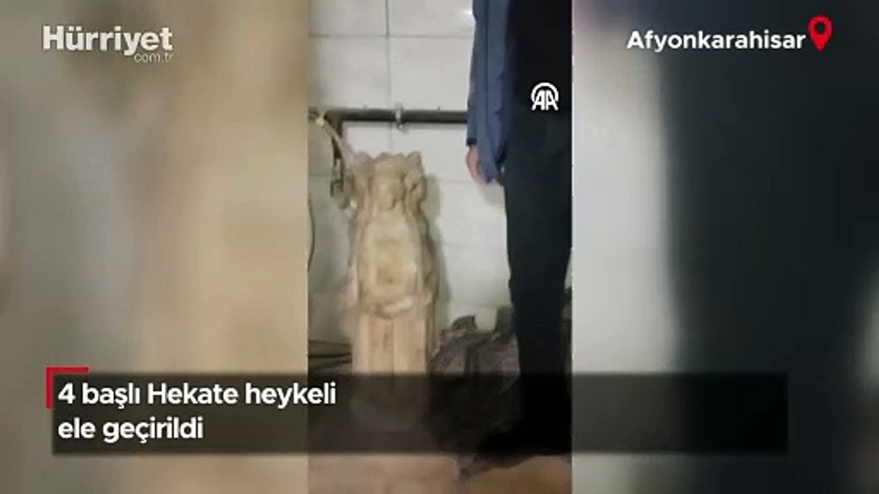 Afyonkarahisar'da 4 başlı Hekate heykeli ele geçirildi