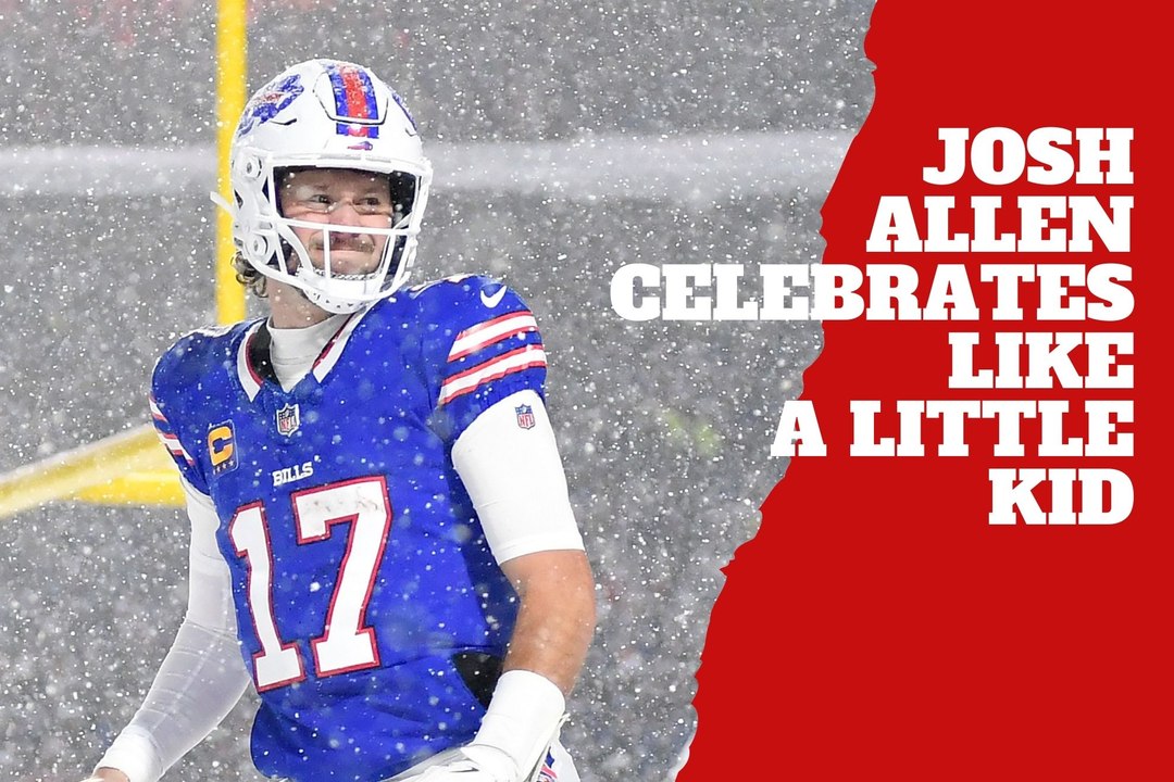 Josh Allen celebrates in true winter style