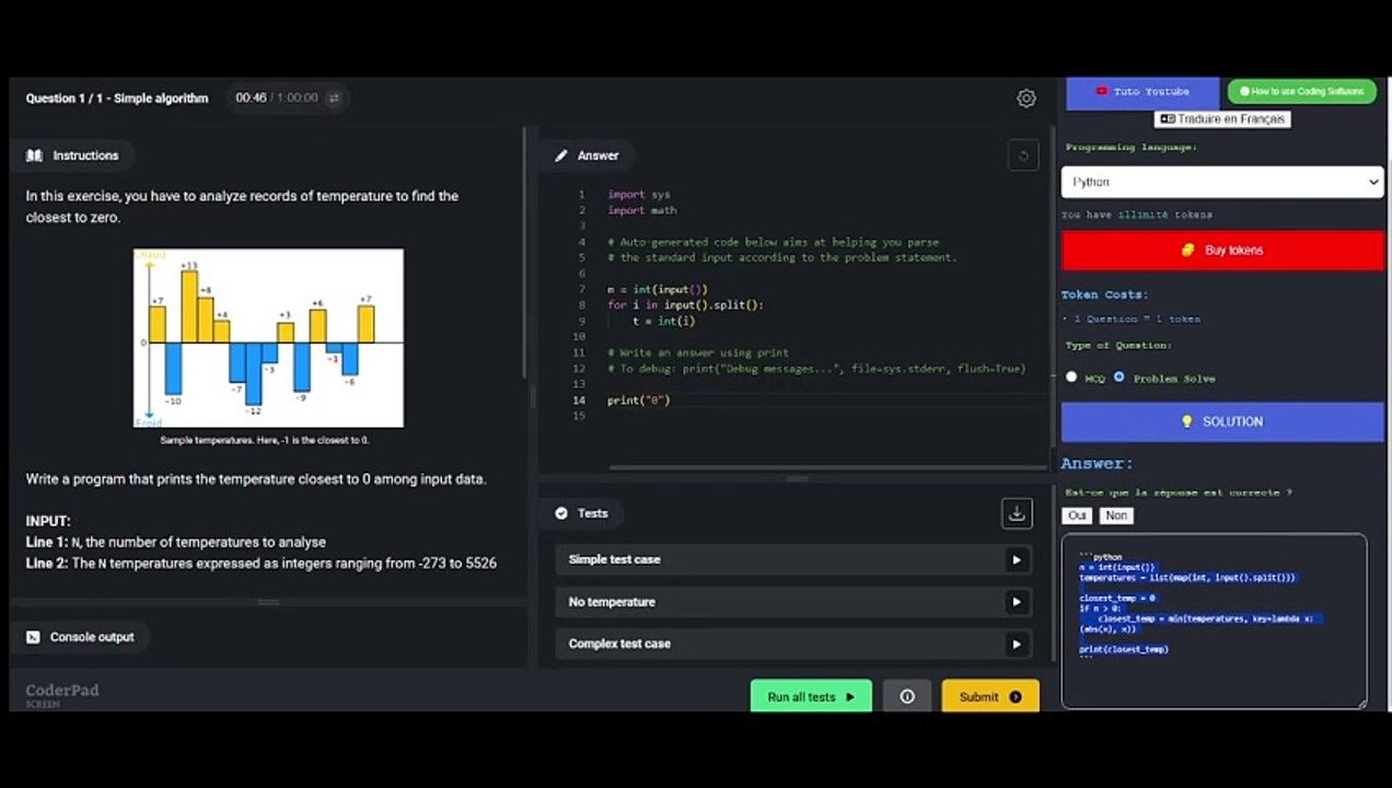 En cas de mauvaises réponses aux tests en ligne (Codingame)