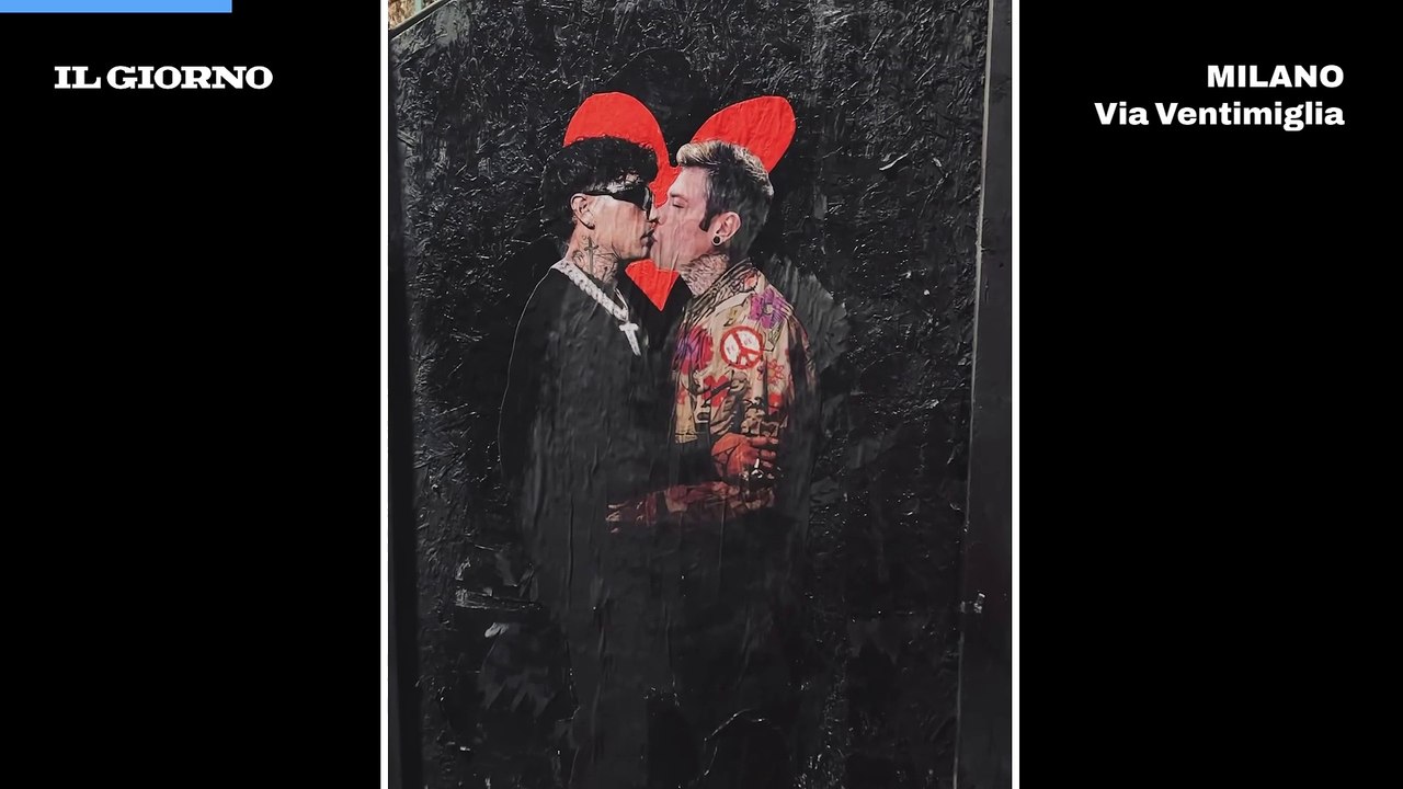 Milano, il bacio tra Fedez e Tony Effe