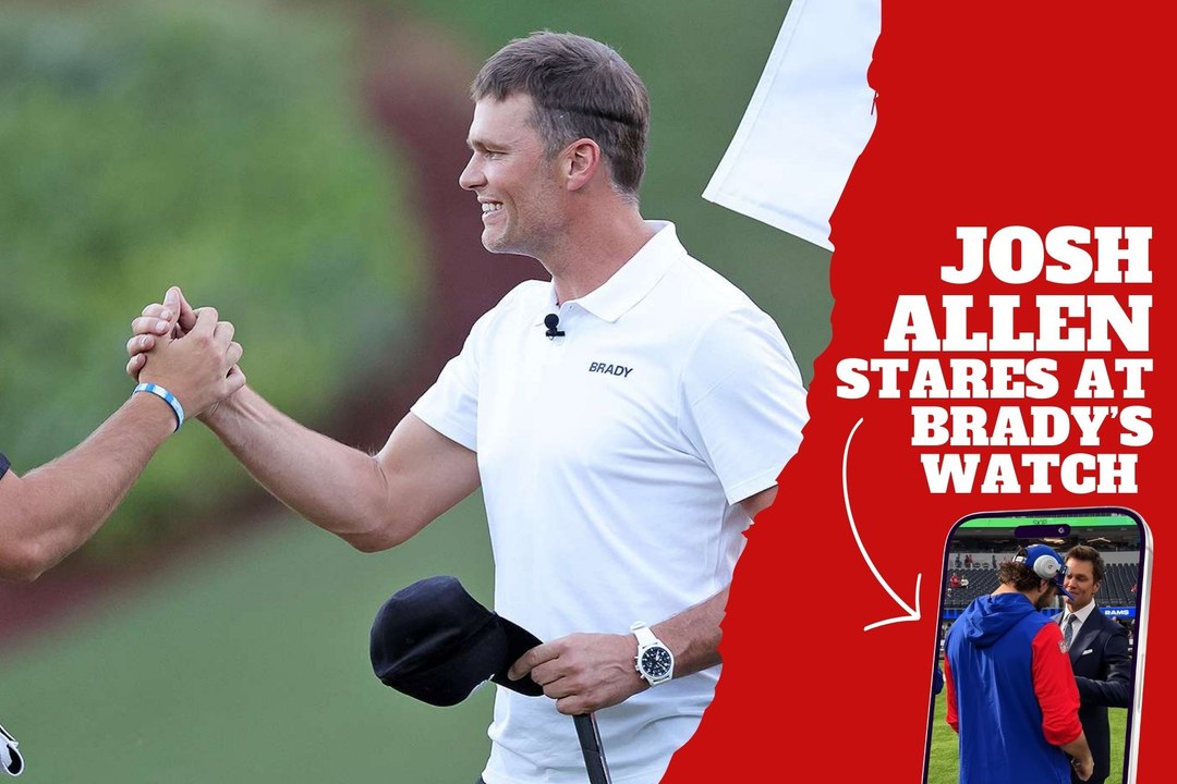 Josh Allen stares at Tom Brady's watch