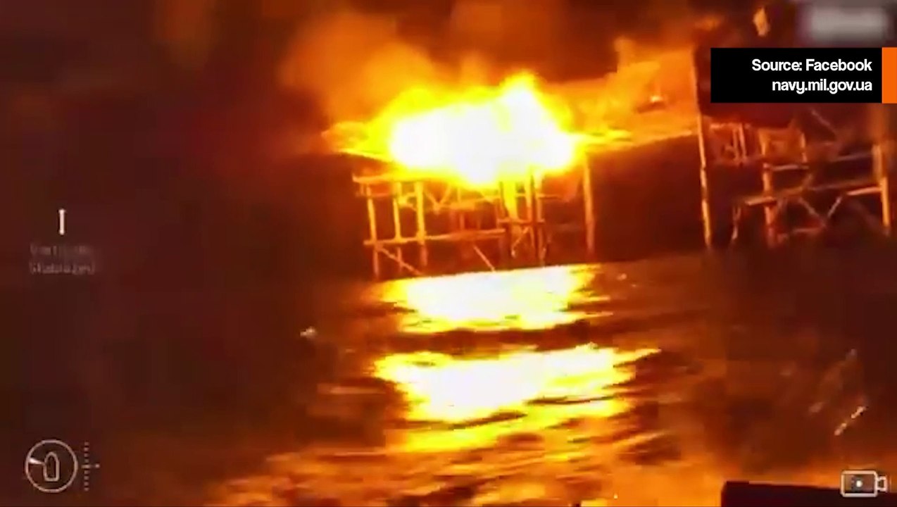 ウクライナ、FPV攻撃型ドローンを搭載した海上ドローンキャリアで黒海のガスプラットフォームを攻撃