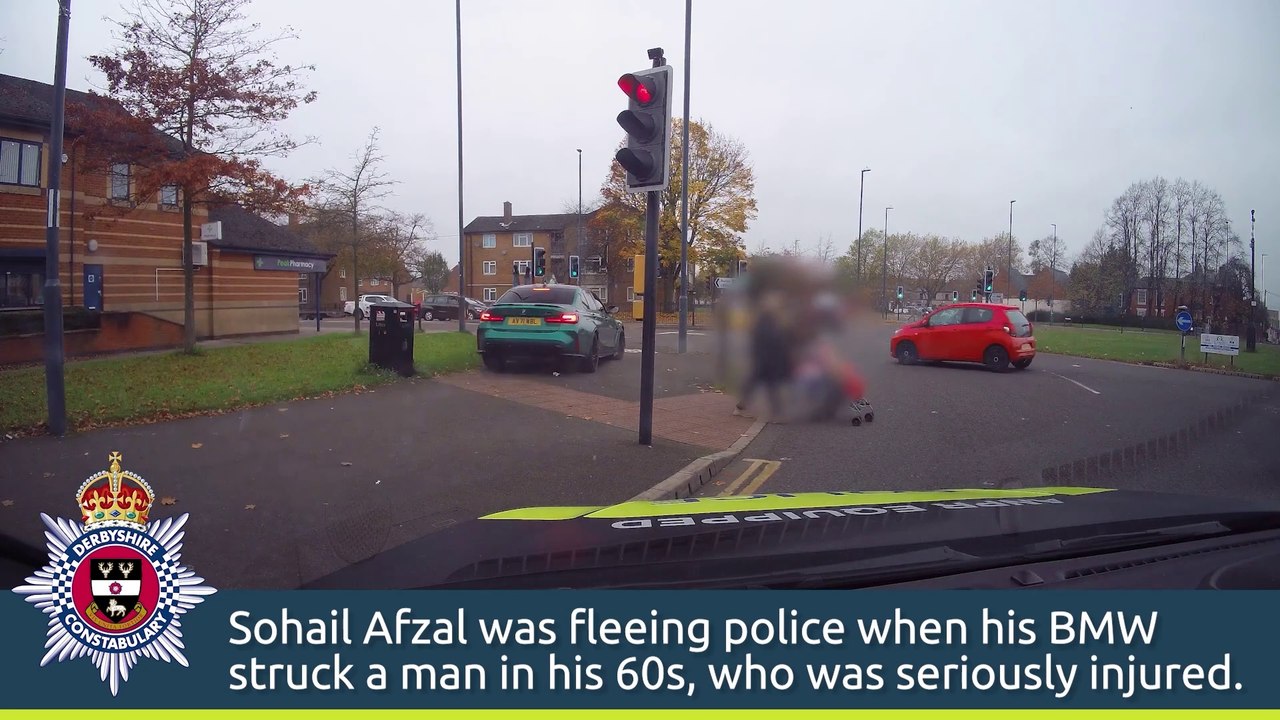 Derby: Fleeing BMW driver ploughs into pedestrian on pavement