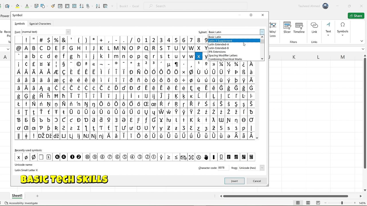 How to insert dia symbol in excel
