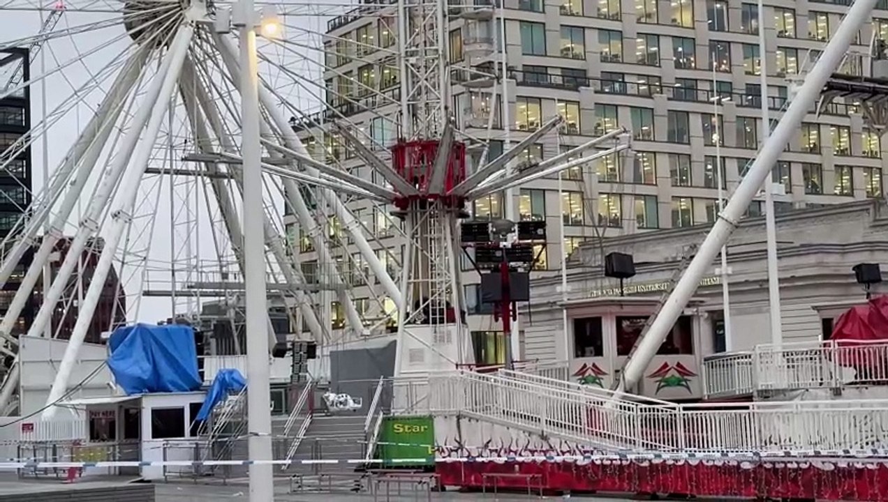 Birmingham Christmas fairground in Centenary Square the morning after ride collapse