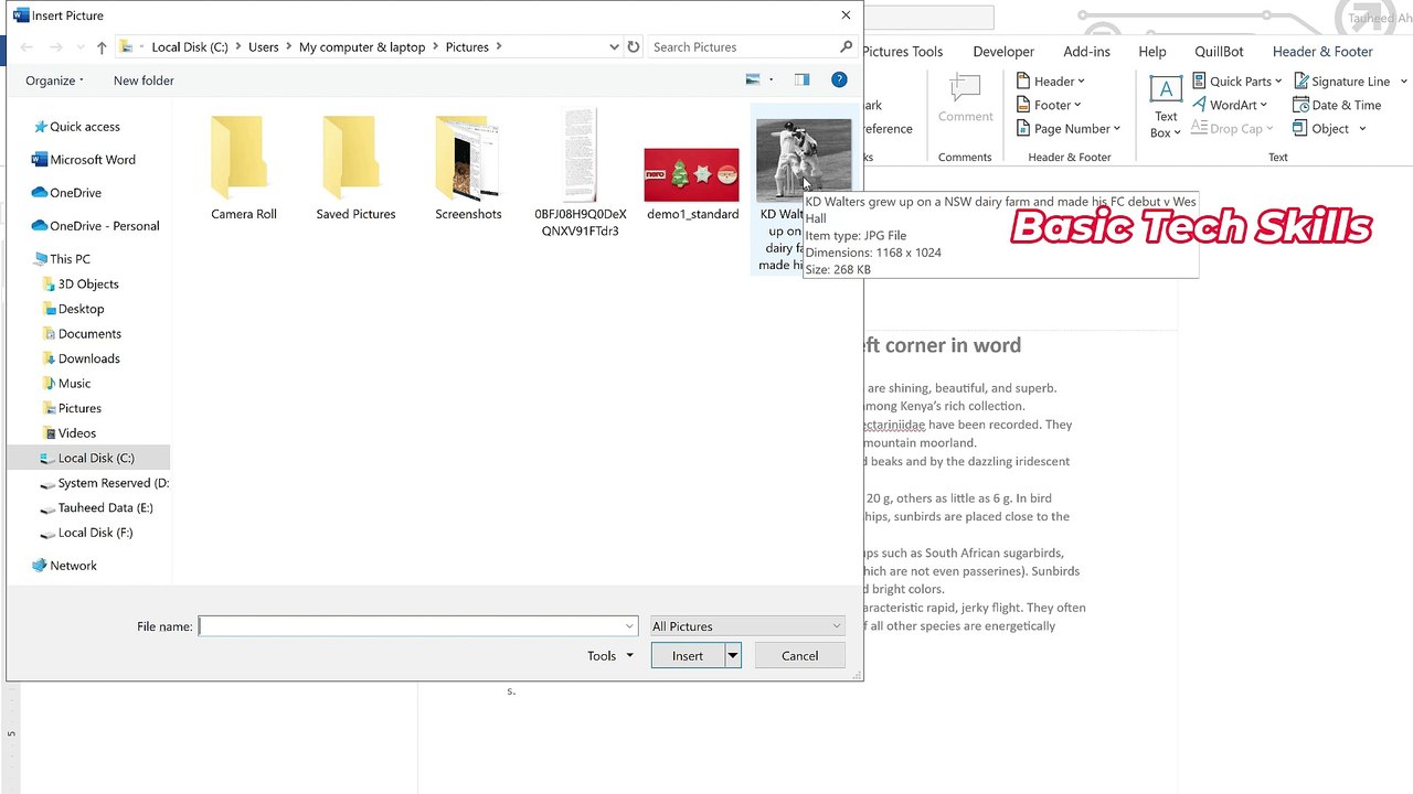 how to insert image at top left corner in word