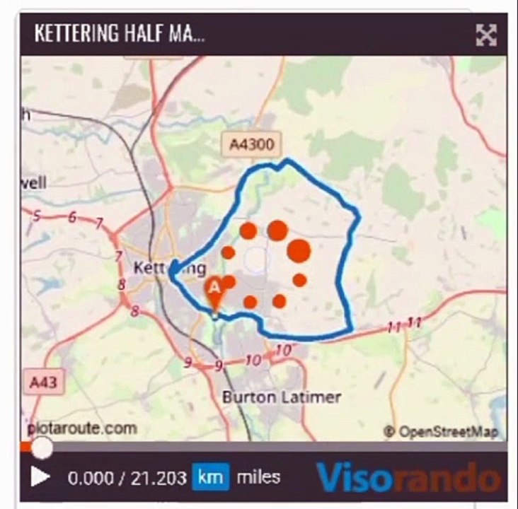 Route of Kettering Half Marathon and 5K run