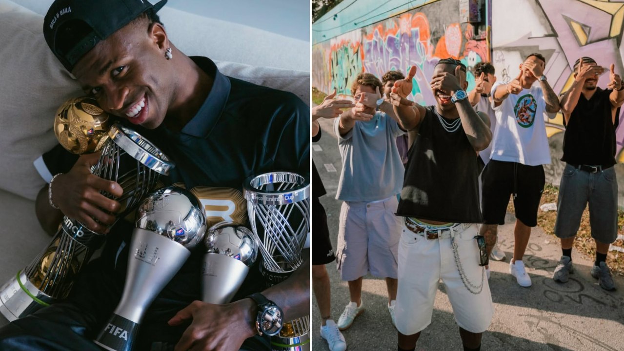La felicitación de Navidad de Vinicius: 'outfits' y sus últimos títulos personales