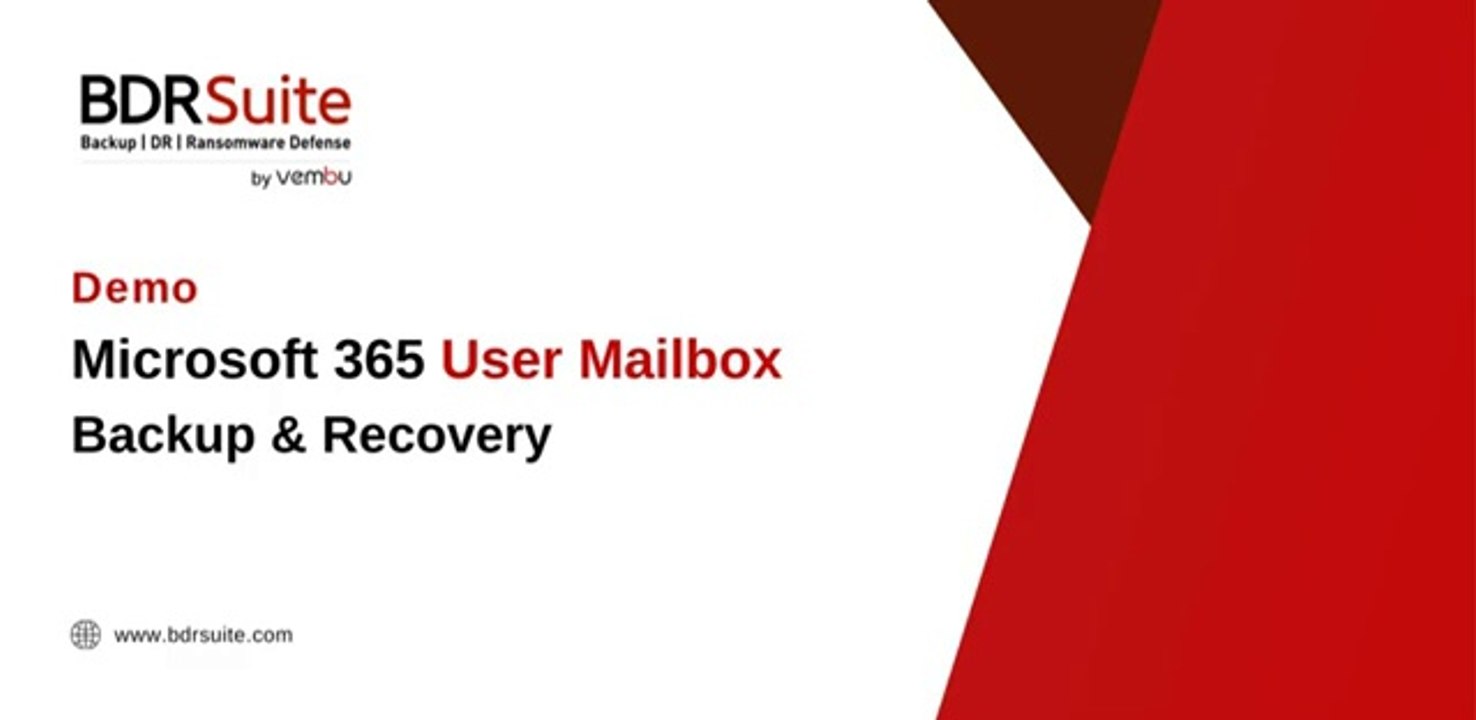 How to Backup and Restore Microsoft 365 User Mailbox | BDRSuite Demo