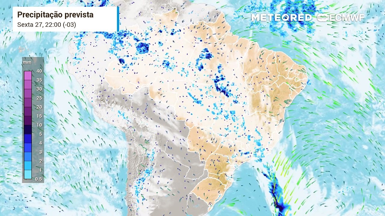 Previsão de chuvas e nebulosidade
