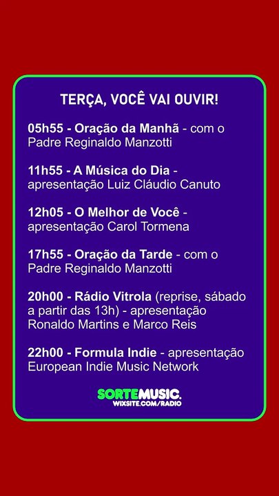 PROGRAMAÇÃO DE TERÇA