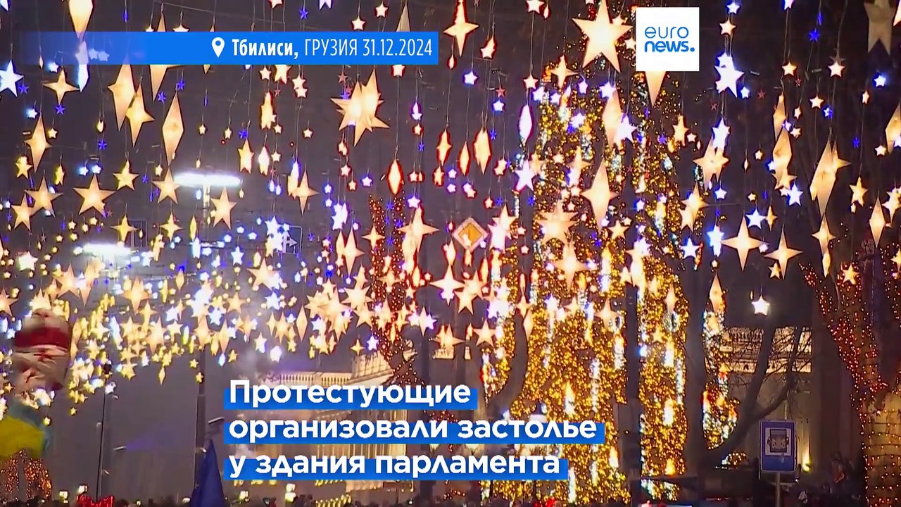 Грузинские протестующие организовали новогоднее застолье у здания парламента