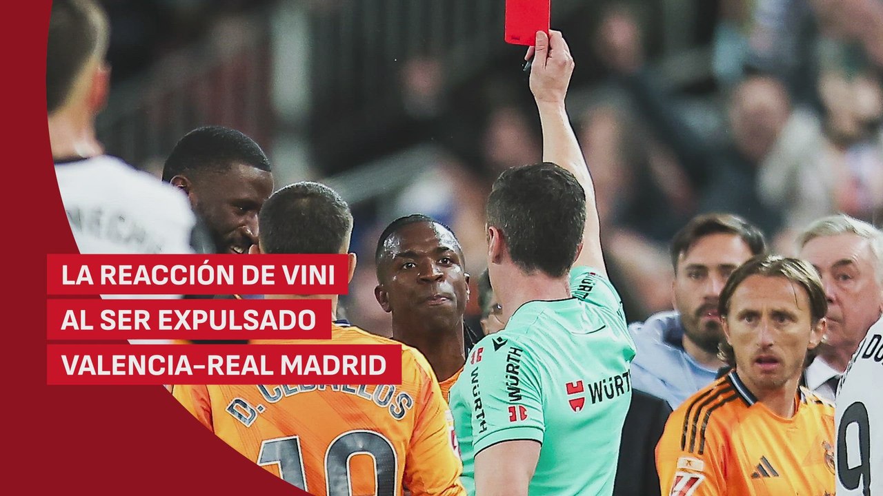 Así reaccionó Vinicius tras su expulsión contra el Valencia en Mestalla