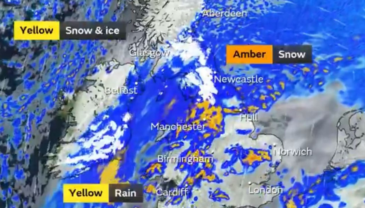 Weather map shows how snow, sleet and rain will move across UK