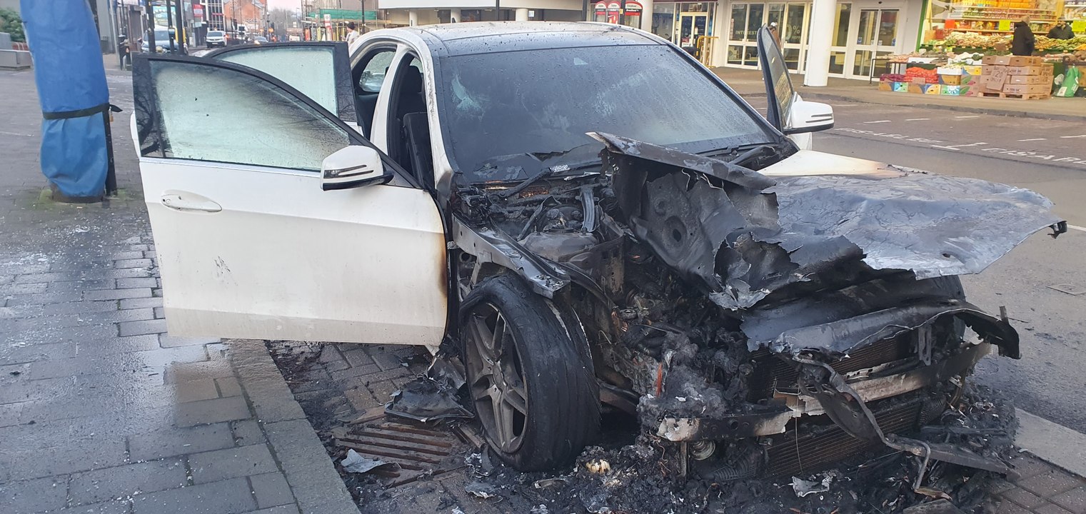 Burnt out Mercedes in Wolverhampton