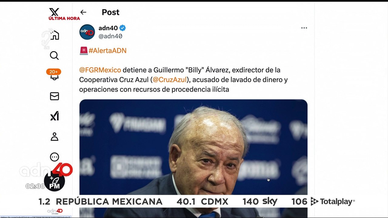 🚨¡Última Hora! Detienen a Guillermo "Billy" Álvarez, exdirector de la Cooperativa Cruz Azul