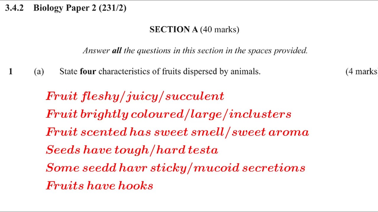 BIOLOGY important questions #KCSE 2014 paper 2 #questions and answers #education