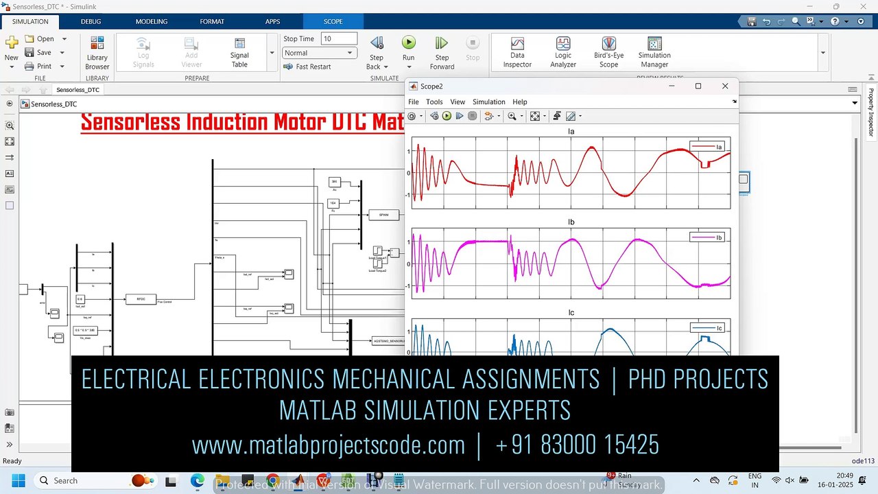 Sensorless Induction Motor DTC Matlab simulink simulation