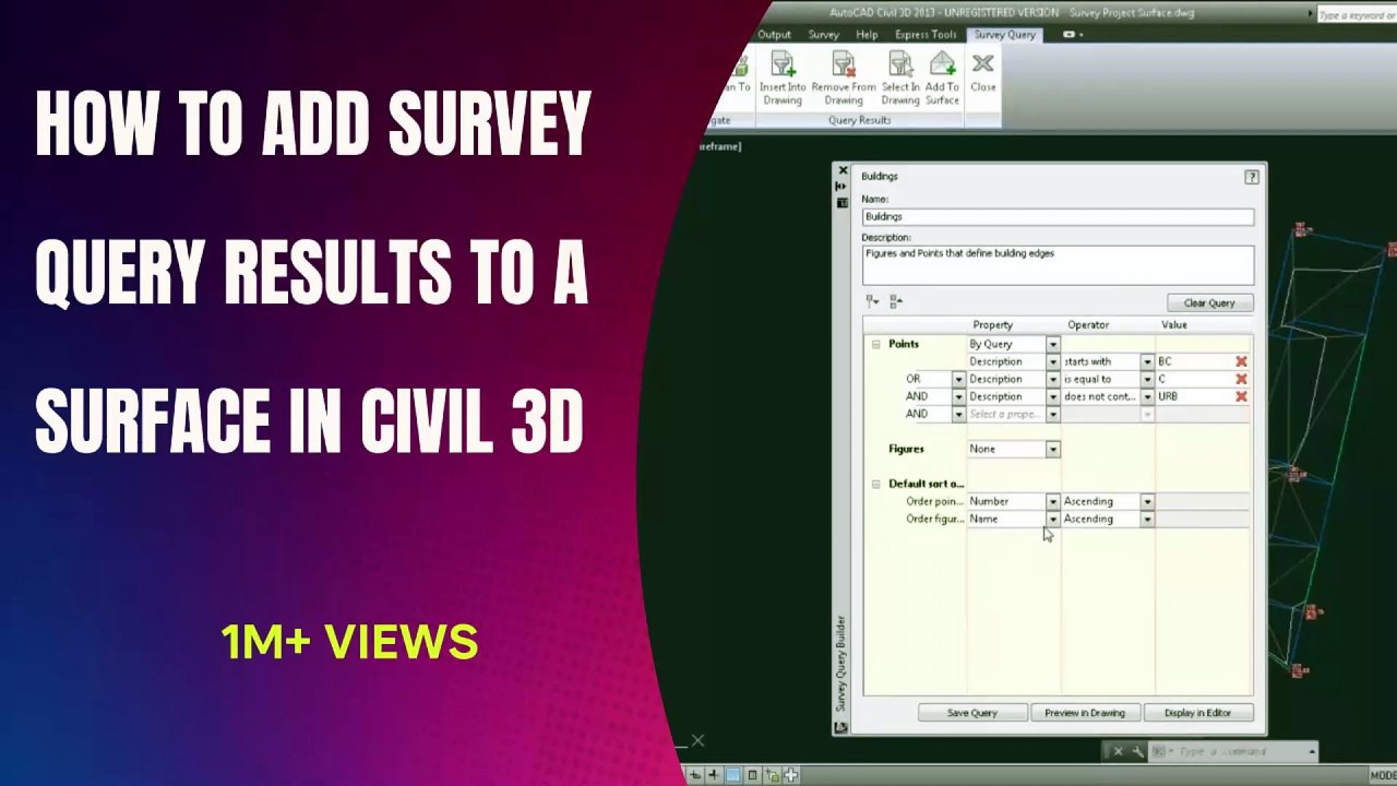 how to Add Survey Query Results to a Surface in civil 3d #autocadcivil3d #civil3d #autodesk #Autodesk #civil3d