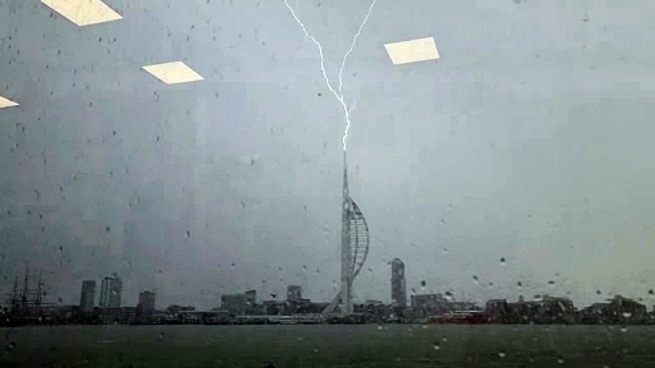 Spinnaker Tower lightning strike