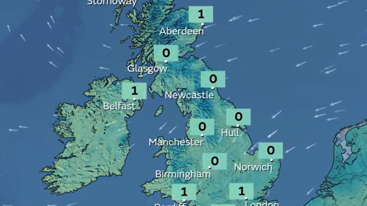 Met Office map shows forecast temperatures for January 10
