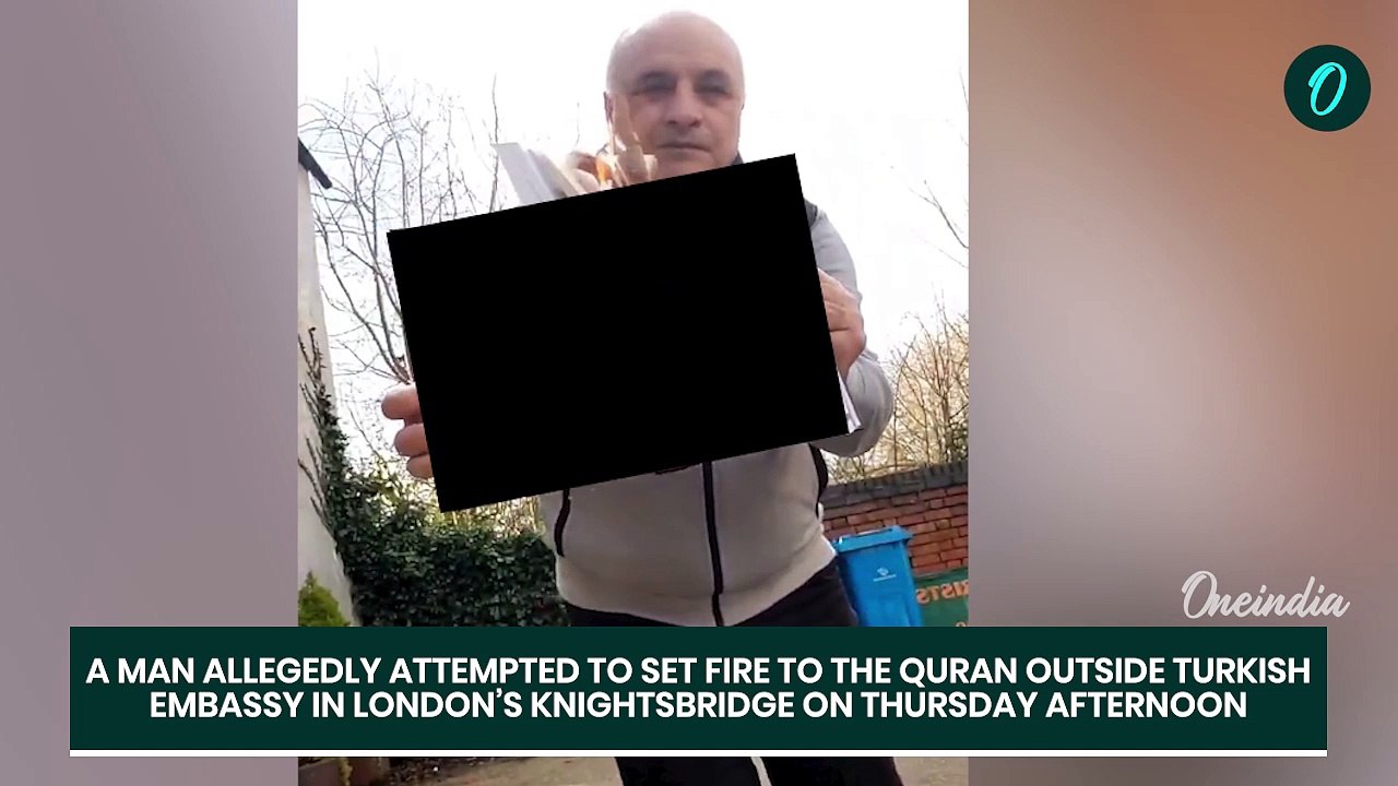 Shocking Video | Man Burning Quran Outside Turkish Consulate In London Attacked By Knife