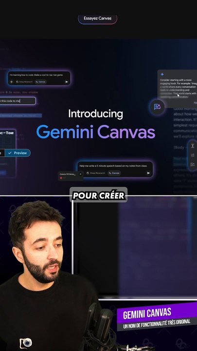 GEMINI CANVAS MEILLEUR QUE CHATGPT ?! 🤖 #gemini #gemini20 #actusia #canvas #googl #gemini2