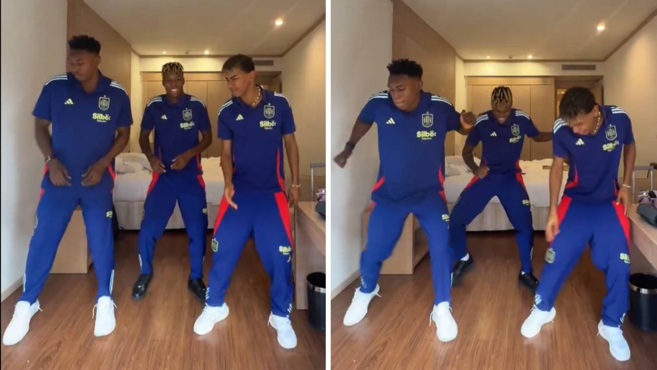 El baile de Lamine Yamal, Nico Williams y Samu Aghehowa para celebrar otro triunfo de España