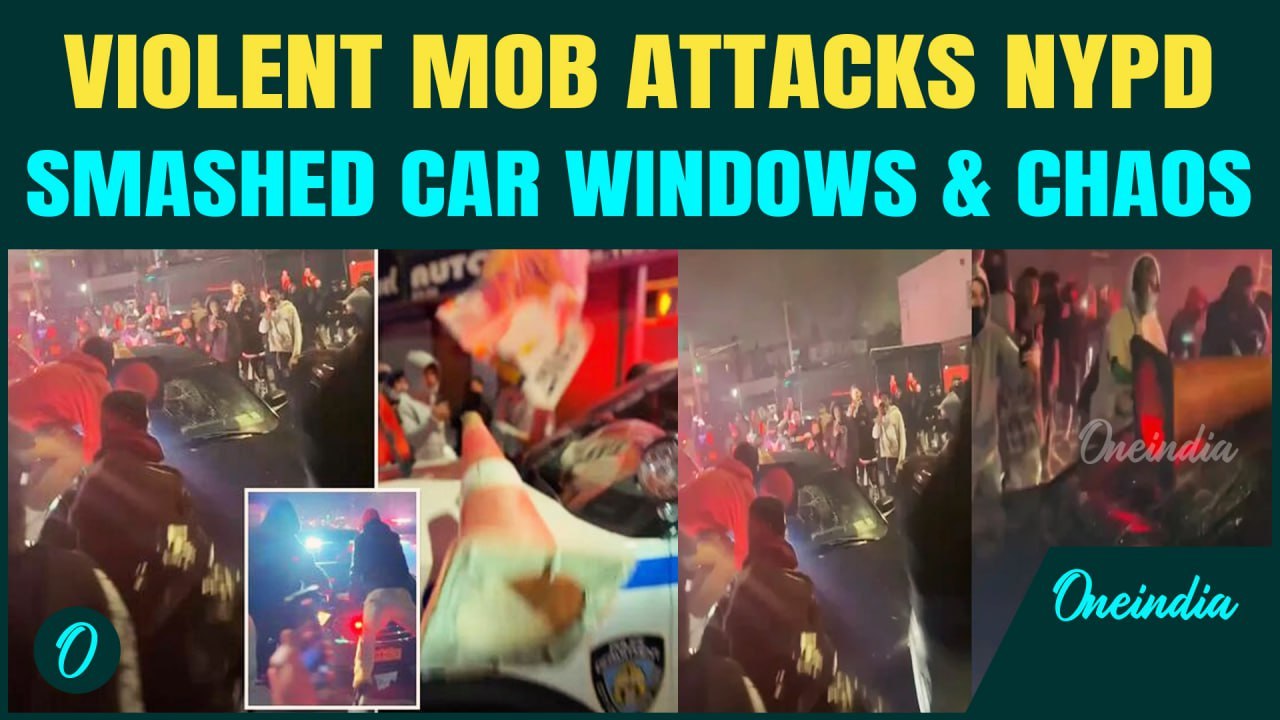 Attack in Queens: Wild Mob SMASHES Windows of NYPD Vehicles After Car Meet-Up | SHOCKING Viral Video
