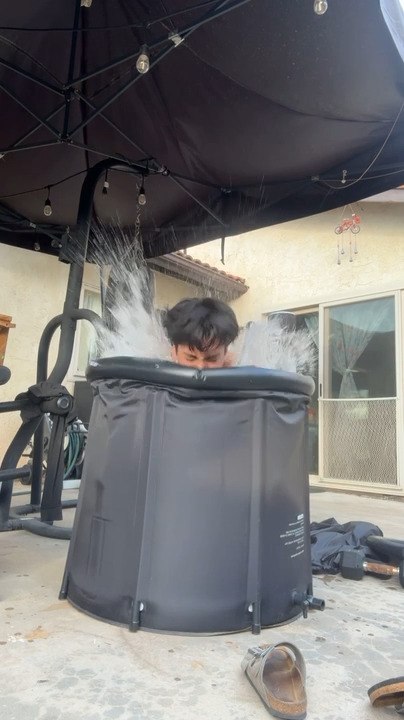 Man Hits Nose Doing Cold Plunge