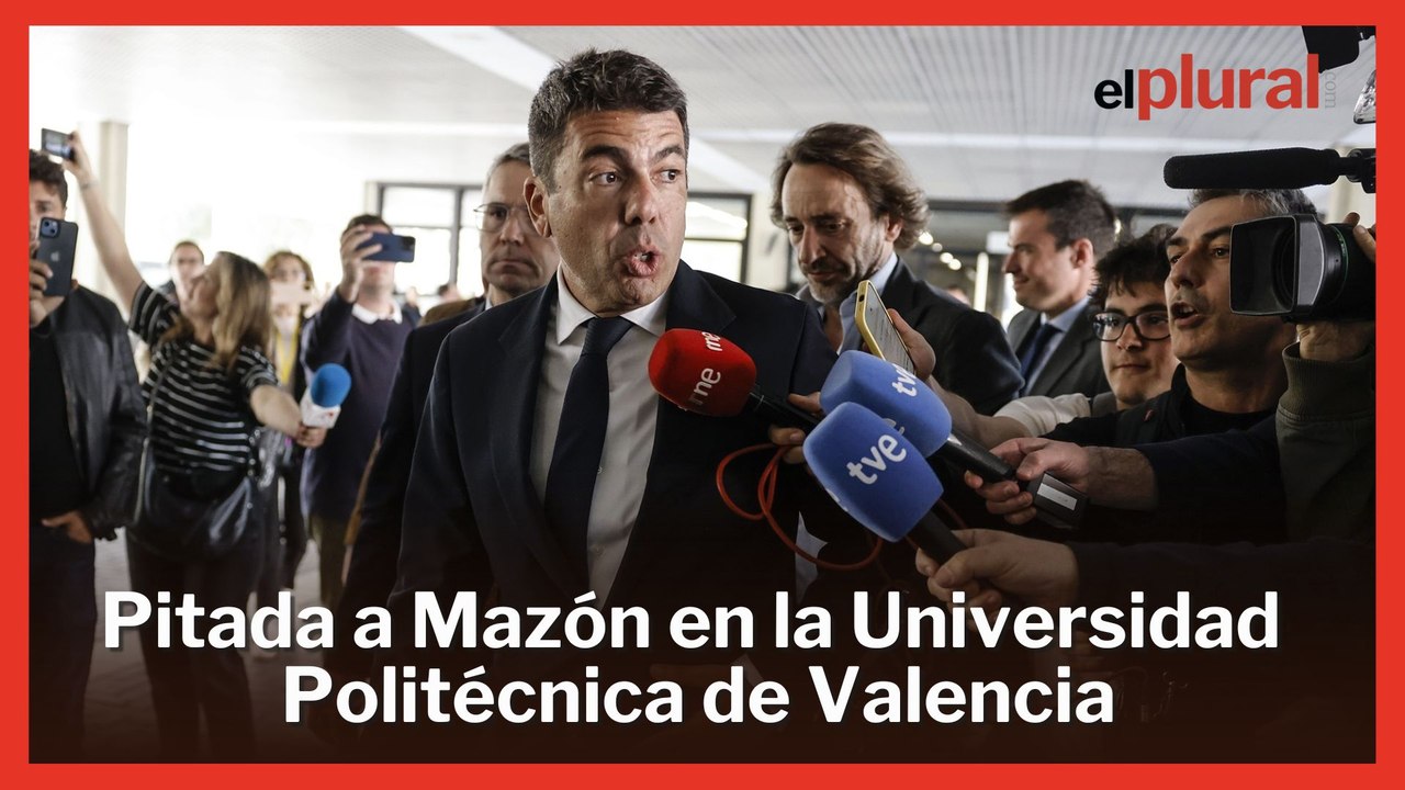 Pitada estudiantil a Mazón en la Universidad Politécnica de Valencia