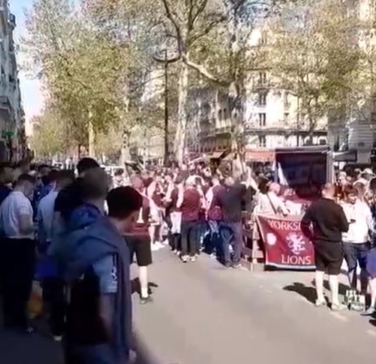 Aston Villa fans ahead of their match in Paris