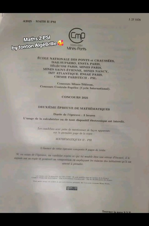 Réussissez votre Sujet de Maths 2 Mines PSI 2025 🔥