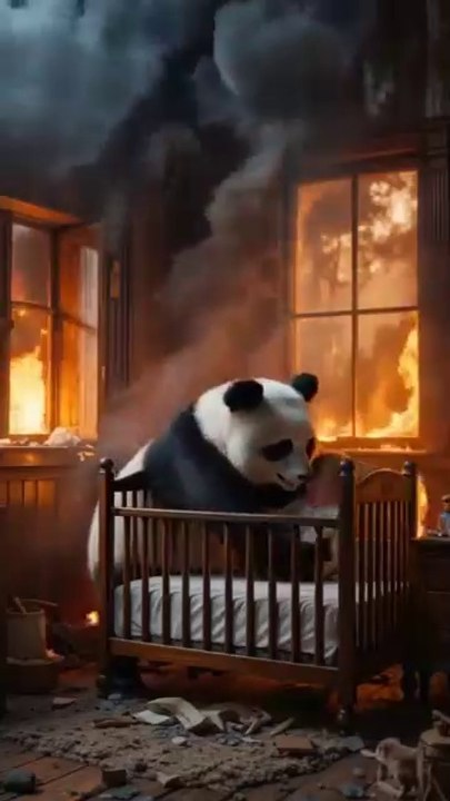 Hero Panda Saves Crying Baby from Burning House | Heart-Touching Rescue!
