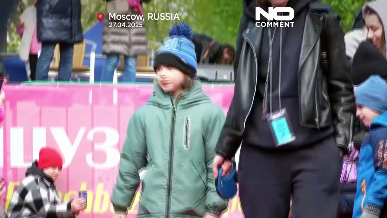 French bulldogs given red carpet welcome at Moscow charity event