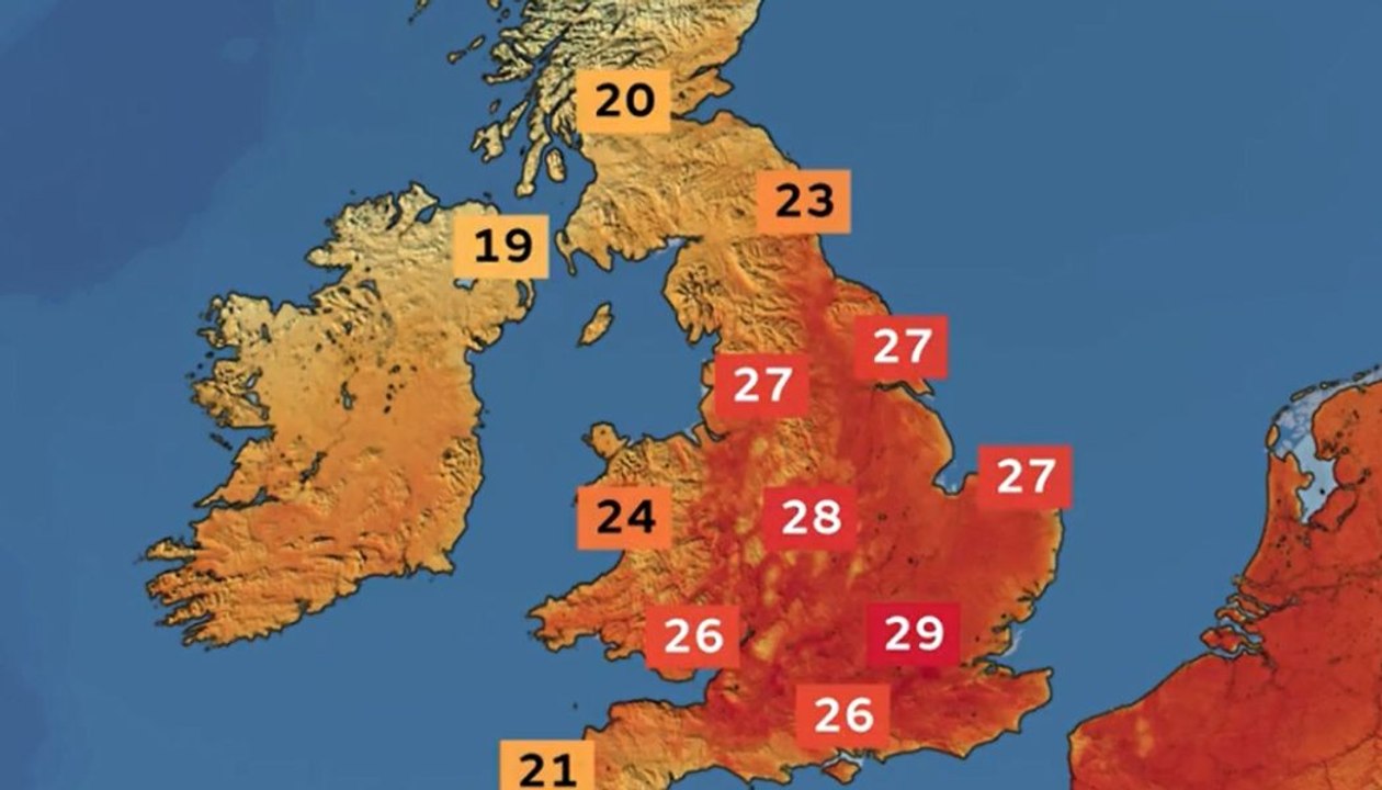 Met Office map shows rising temperatures
