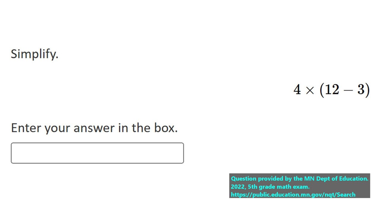 State exam math question on Order of Operations (#6). 5th Grade Math.