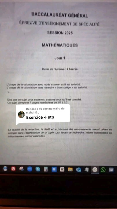 Correction Exercice 4 Sujet Bac Amérique du Nord Jour 1 Fonction, Dérivée et Tangente 📏