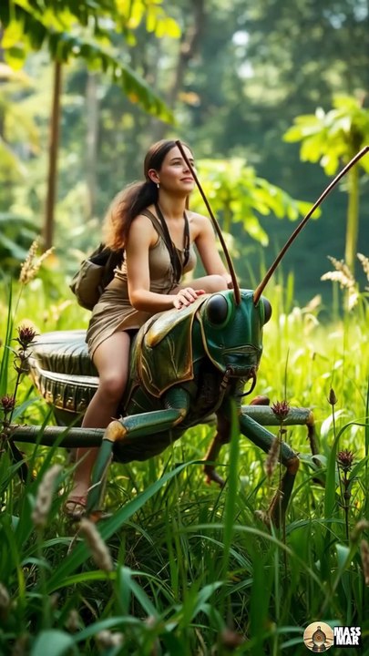 Tinyora life ride on a grasshopper #aianimation #animals #short