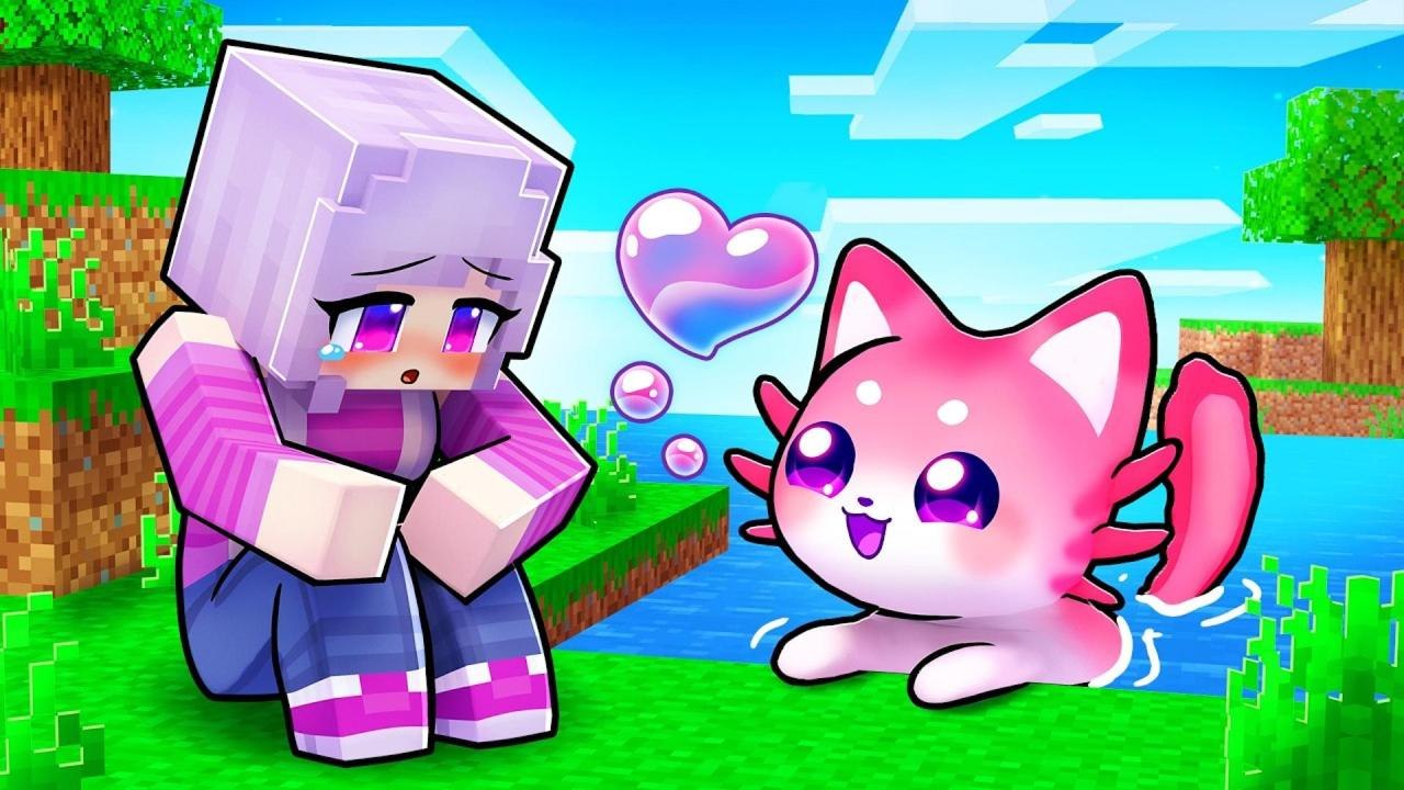 Playing as a HELPFUL AXOLOTL Kitten in Minecraft! Part 1