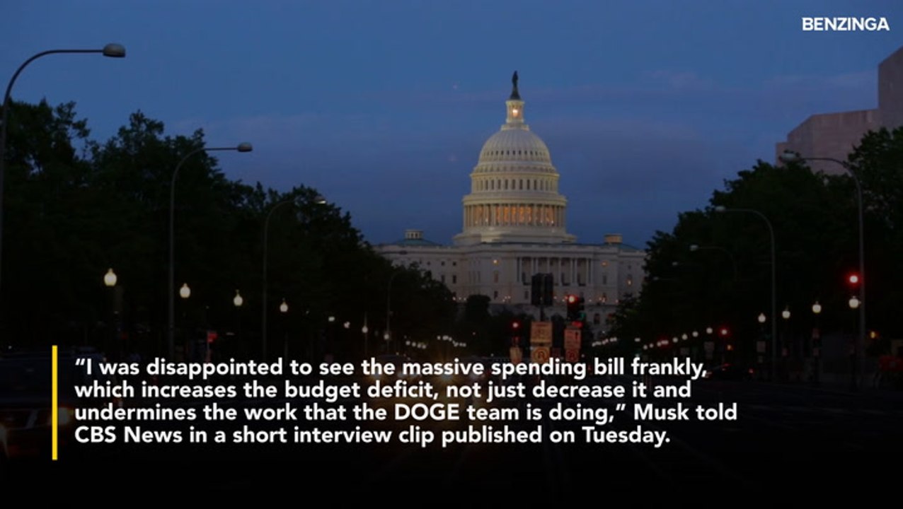 Elon Musk 'Disappointed' With Trump's 'Big Beautiful Bill,' Says It 'Undermines The Work That The DOGE Team Is Doing'