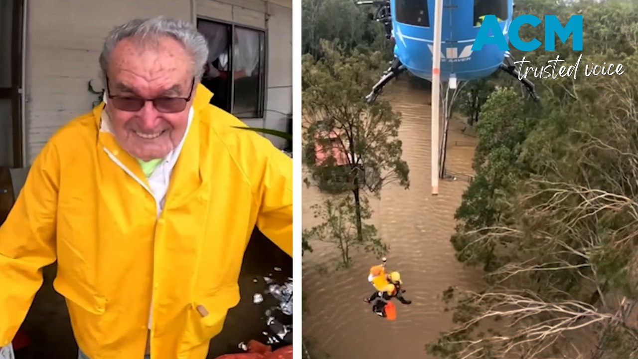 ‘It’s a bit damp, mate’: Dave brings a smile to flood rescue