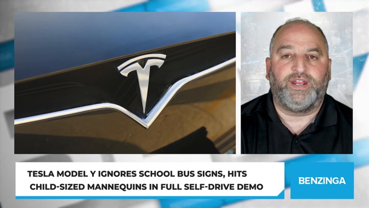 Tesla Model Y Ignores School Bus Signs, Hits Child-Sized Mannequins in Full Self-Drive Demo