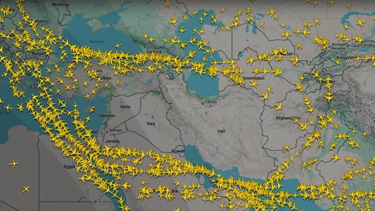 Flight tracker shows airlines avoiding Middle East airspace after US bombs Iran