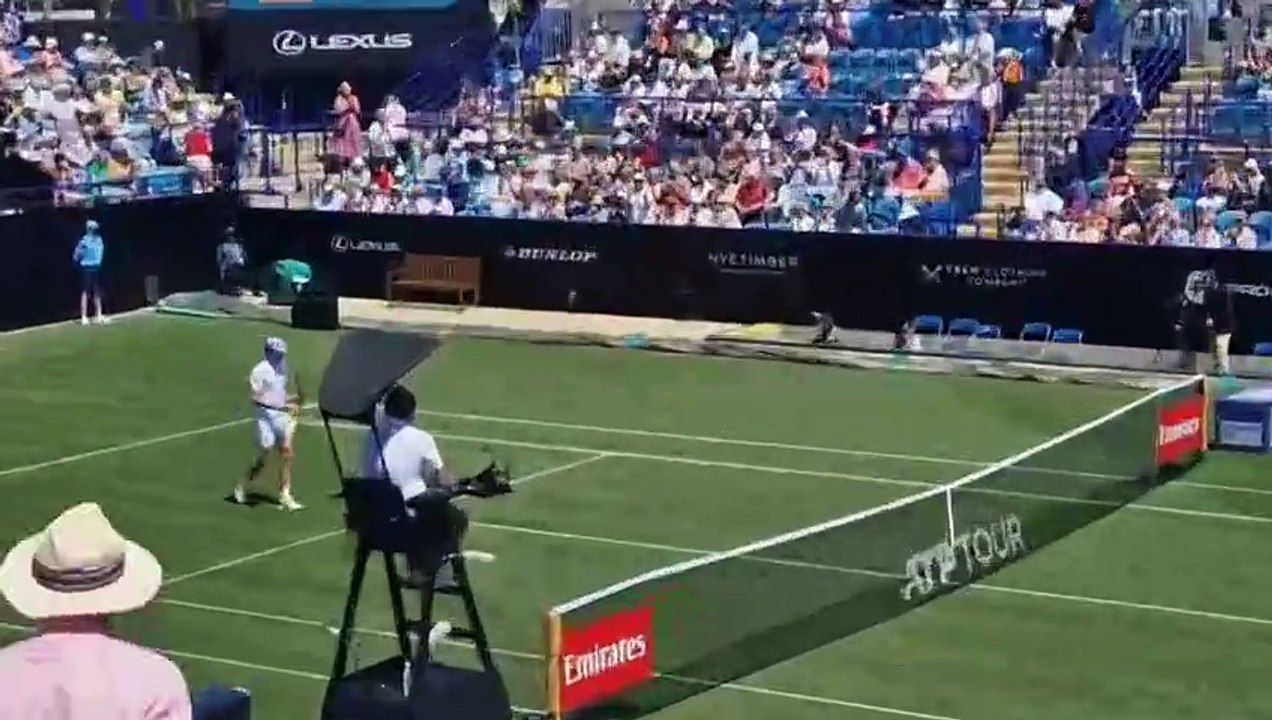 Eastbourne Open: Watch Brazil teenage sensation Joao Fonseca celebrate opening round win over Zizou Bergs