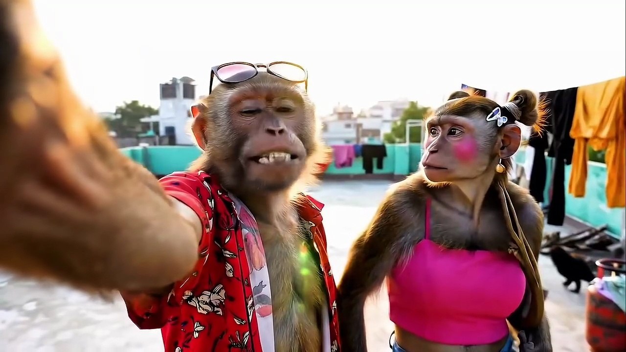 A monkey doing vlog in Babu_bhai_and_pinky