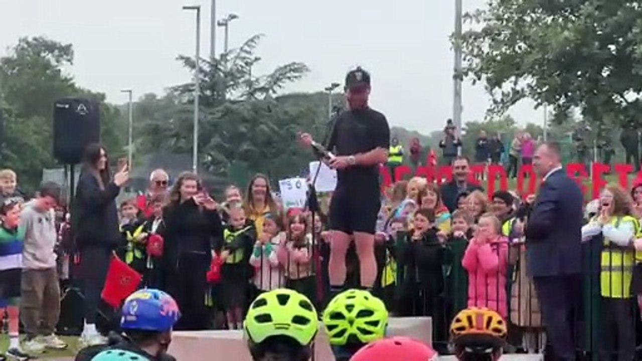 Sir Mark Cavendish Raceway opening - Sir Mark sprays champagne