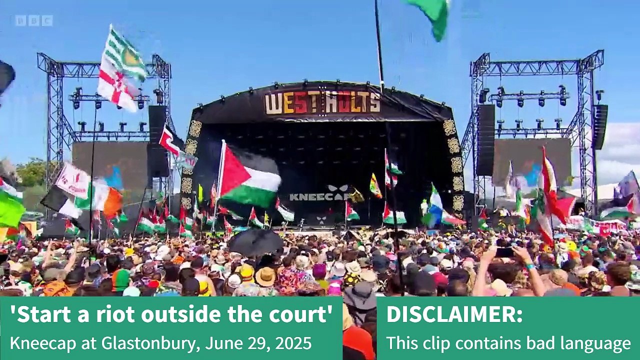 'Start a riot' comment from Kneecap at Glastonbury 2025 (BBC)